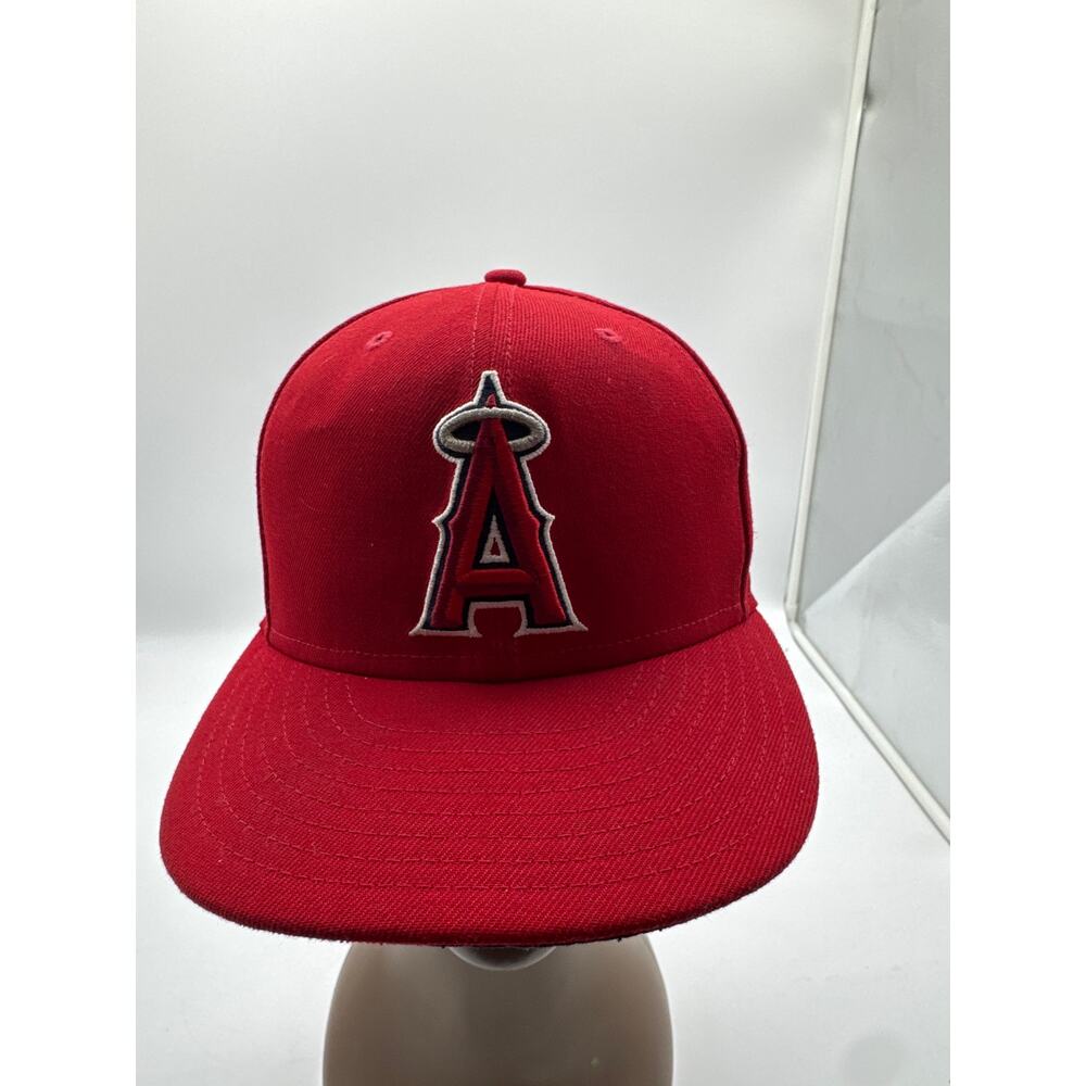 Los Angeles Angels MLB Red‎ New Era Size7 Stretch Fitted Hat Mens